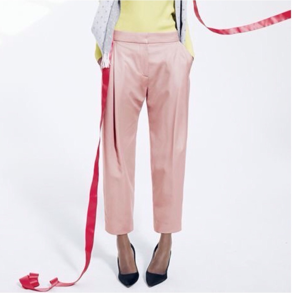 J Crew Collection Lightweight Wool Pleated Trousers Dusty Pink Size 12